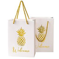 KEY SPRING Wedding Welcome Gift Bags, Gold Pineapple Party Favor Bag, Bridesmaid Gift Bags (Set of 12) for Wedding, Bridal Shower, Hotel Guests, Luaus, Bachelorette Party