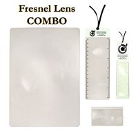 Premium Fresnel Lens 4 Pack Set. Large Full Page 8.3" x 11.75" Sheets with Credit Card Size, Bookmark Magnifying Glass, Wallet (4 Pack Premium Grade Lens Set)