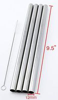 4 Stainless Steel Straws Big Straw Extra Wide 1/2" x 9.5" Long Thick FAT - CocoStraw Brand