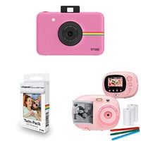 Polaroid Snap Instant Digital Camera (Pink), with Extra Paper and Kids Instant Print Camera & Video Camcorder Bundle with Frames, Filters for Hours of Fun - Pink