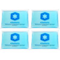 ICEWRAPS Reusable Hot or Cold Packs for Injuries, Pain Relief Gel Ice Packs, Migraines, Microwavable Warm Compress 5"x7"- 4 Pack