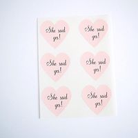 She Said Yes Heart Stickers by Once Upon Supplies, Labels and Seals for Wedding Invitations, Save The Dates, Bridal Shower Invitations, 1.5 X 1.5 Inches, Blush Pink, 48 Stickers