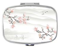 TuMeimei Rectangle Pill Case - Pink Magnolia Custom Fashion Style Pill Box - 2 Compartments Pill Box/Pill case