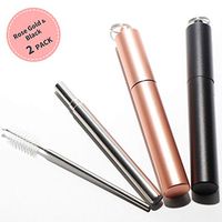 Collapsible Reusable Straws Drinking,Portable Metal Straws with Case and Cleaning Brush,Stainless Steel Straw,Foldable Straw,Keychain Straw,Folding,Telescopic,Colapsable Straw,2 Pack