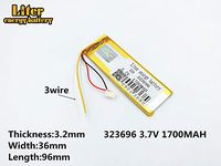 3lines 3.7V 1700mAh 323696 Lithium Polymer Ion Rechargeable Battery Lithium Polymer Li-Po Battery for MP4 GPS MP3 Bluetooth Stereo DIY Gift