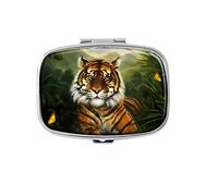 Custom Fashion Rectangular Pill Box Medicine Tablet Holder Wallet Organizer Pocket Case (Tiger Resting in The Jungle)