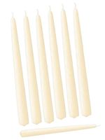 D'light Online Elegant Bulk Taper Candles 15" Inches Tall Premium Quality Candles, Hand-Dipped, Dripless, Smokeless and Unwrapped Bulk Pack for Events - Set of 12 (Ivory)