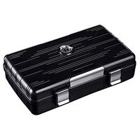 XLHJFDI Cigar Humidor Portable Case Travel Seal Waterproof Moisturizing 10 Moisturizing Cabinet Cuba Cigar Box + Hygrometer (Color : Black)