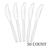 Plasticpro Clear Plastic Knives Disposable Cutlery Utensils 50 Count