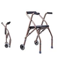 Rolling Walkers Walker Thick Aluminum Walker Collapsible Elderly Disabled Rehabilitation Old Folding Walker (Color : Brass, Size : 606082cm)