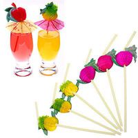 New 50Pcs Hawaiian Theme 3D Fruit Summer Party Colorful Cocktail Drink Straw Funny