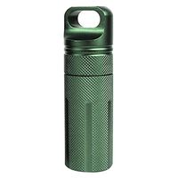 SANNYSIS Travel Wild Pill Box Case Waterproof Large Aluminum Bottle Holder Outdoor Container Keyring (Green)