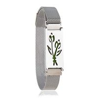 Anavia Personalized Adjustable Tulip Flower Aromatherapy Essential Oil Diffuser Magnetic Mesh Bracelet 316L Stainless Steel Jewelry for Women Girl, 12 Refill Pads Box, Back Engraving