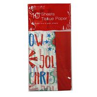 Giftmaker Christmas Tissue Paper - Seasonal Messages, 10 Sheets with 5 Printed, 5 Plain Red - Size 19.7" x 27.6"