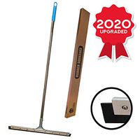 Floor Squeegee Silicone Rubber Blade Long Handle - Perfect for Washing and Drying Tile, Glass Shower, Garage, Concrete, Marble and Wood Surfaces (23.5" Rubber)