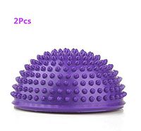 W-family 2Pcs Purple Anti-Slip Foot Massage Ball Yoga Half Ball, 16cm/6.5inch Massage Mat Exercise Balance Pods Spiky Point for Gym Fitness Pilates (Purple)