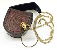 Castle Instruments Magnifying Glass, Optical Magnifier Lens with Necklace Chain Monocle for Library Reading Fine Print Zooming Increase Vision Jewelry Gold and Sliver