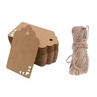 Healifty 50pcs Kraft Paper Tags Heart Blank Gift Tags DIY Cookie Wrap Label Card with Rope for Birthday Wedding Party Favor Supplies
