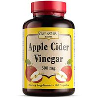 Only Natural Apple Cider Vinegar 500mg, 180 Capsules - Natural Weight Loss - Detox - Cleanser - Digestion & Circulation Support