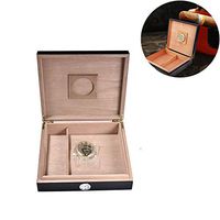 NBLYW Cigar Desktop Humidor with Front Digital Hygrometer for 20 Cigars,100% Real Solid Spanish Cedar Wood, Perfect Desktop Display Cigar Box Set