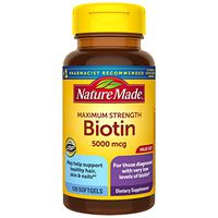 Nature Made Maximum Strength Biotin 5000 mcg Softgels, 120 Count Value Size (Packaging May Vary)