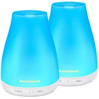 InnoGear 2 Pack 150ml Essential Oil Diffuser Aromatherapy Aroma Diffusers Ultrasonic Cool Mist Humidifier with 7 Colors LED Lights and Waterless Auto Shut-off for Home Office Bedroom Room