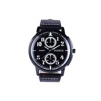 Fxbar Men's Watch, Fashion Quartz Analog Leather Wrist Watch Multifunction Business Watches (Black)