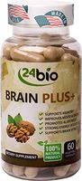 24bio Brain Plus Supplement- Helps with Memory and Focus- Natural Brain Booster, Promotes Concentration & Brain Activity, Mood & Energy-Full of Gingko Biloba, Guarana Seed Extract,DMAE,Rhodiola Rosea