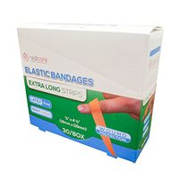 Extra Long Elastic Fabric Strips Latex Free Bandages in Dispenser Box for First aid cabinets - .75x4.5-30/Box (1)