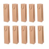 Homanda Pack of 10 Light Brown Kraft Paper Wine Tote Bag-