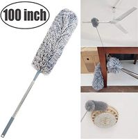 Upgrade Extra Long Microfiber Duster with Telescoping Extension Pole (30" to 100") and Bendable Washable Head, Hypoallergenic Lint Free Duster for Cleaning Roof, Blinds, Cobwebs,Ceiling Fan, Furniture