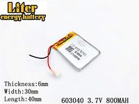 3.7V 800mAh 603040 Lithium Polymer Ion Rechargeable Battery Lithium Polymer Li-Po Battery for MP4 GPS MP3 Bluetooth Stereo DIY GIF
