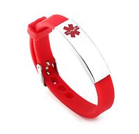 Medical Alert ID Bracelets for Women and Girls Silicone Band & Stainless Steel Tag Custom Engraved