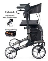 Comodita Tipo Classic Compact Rollator with Double Fold Action and Extra Large 10" Aluminum Front Wheels (Metallic Graphite)