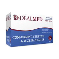 Dealmed 4" Sterile Conforming Stretch Gauze Bandages, 4.1 Yards Stretched, 12 Rolls