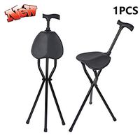 HLDWXN Folding Aluminum Cane Stool, Multi-Function Walking Stick Three-Legged, Thickened Safety Three-Legged Walking Stick Chair,for Elderly, Handicapped