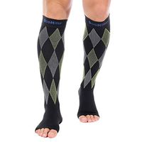 Doc Miller Open Toe Compression Socks 1 Pair 30-40mmHg (BlackGrayGrn, XL)