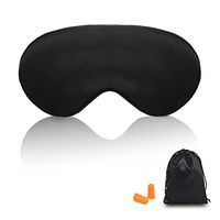 ADLU Natural Silk Sleep Mask,Super-Soft and Smooth Sleeping Mask with Adjustable Strap,Includes Carry Pouch for Eye Mask and Ear Plugs,Blindfold, Blocks Light-Black