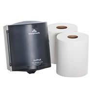 SofPull Centerpull Regular Capacity Paper Towel Dispenser Trial Kit by GP PRO(Georgia-Pacific), Smoke, 58205, 9.25” Wx 8.75”D x 11.50” H [Contains 1 Dispenser (58204) and 2 Paper Towel Rolls (28124)]