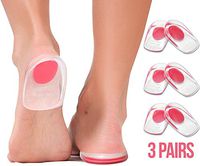3 Pair Gel Heel Cups Plantar Fasciitis Inserts - Silicone Gel Heel Pads for Heel Pain, Bone Spur & Achilles Pain, Gel Heel Cushions and Cups, Pad & Shock Absorbing Support(Red Large)