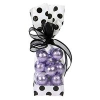 2-5/8" x 1-7/8" x 10-3/4" White w/Black Polka Dots Printed Cello Gusset Bags, 1.6 Mil (100 Pieces) - CB-G2WB