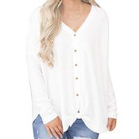 FRC0LT 2018 Fashion Women Cardigan FRCOLT Womens Waffle Knit Tunic Blouse Tie Knot Henley Tops Bat Wing Plain Shirts (M, White)