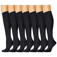 Aisprts 7 Pair Compression Socks for Women & Men-for Medical, Nursing, Running & Fitness (Deep Black, S/M)