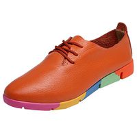 Neartime Women Casual Leather Shoes Fashion Flats Pointed Toe Lace-up Concise Personality Outdoor Sandals