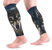 LEVEIS Sled Canis Wolf Head Calf Compression Sleeves 1 Pair, Leg Performance Support for Shin Splint Calf Pain Relief Men & Women Guards Sleeves for Running Cycling
