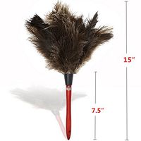 MAYMII Feather Duster with Red Hardwood Handle/Gray Ostrich Feathers/Hand Duster - 15''