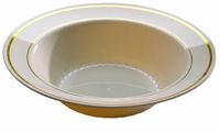 Fineline Settings 15-Piece Silver Splendor Bone with Gold Round China-Like Bowl, 12-Ounce