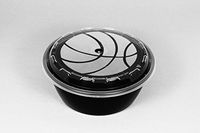 Cubeware CO-632B 32 oz Reusable Plastic Container with Basketball Embossed Lid, Pack of 150-Recyclable, Microwave/Dishwasher/Freezer Safe, Leak Resistant and BPA Free