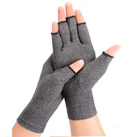 Arthritis Compression Rheumatoid Gloves,Fingerless Gloves to Relieve Paim from Rheumatoid and Osteoarthritis with Free Recovery Ball, Men and Women (Grey, Large)
