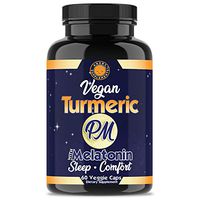 Vegan Turmeric PM Sleep Aid w. Melatonin, Valerian Root, L-Theanine (60 Veggie Capsules-2 Month Supply), Sleeping Pills for Relaxation, Comfort and Joint Support (1-Bottle)